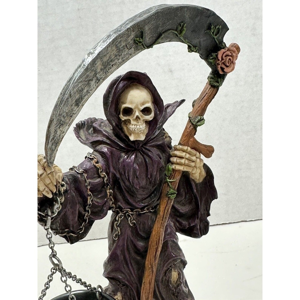Summit Collection Grim Reaper Statue Scythe Scale Purple Robe Gothic fantasy 9in - Picture 7 of 11